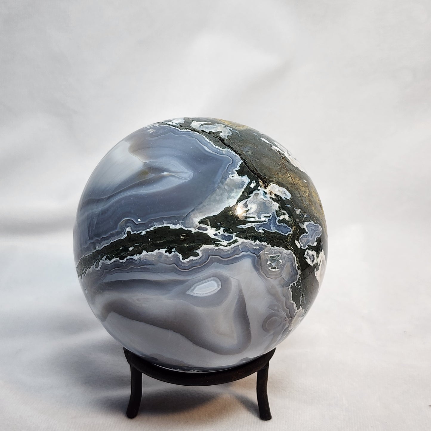 Spectacular Swirled Moss Agate Sphere