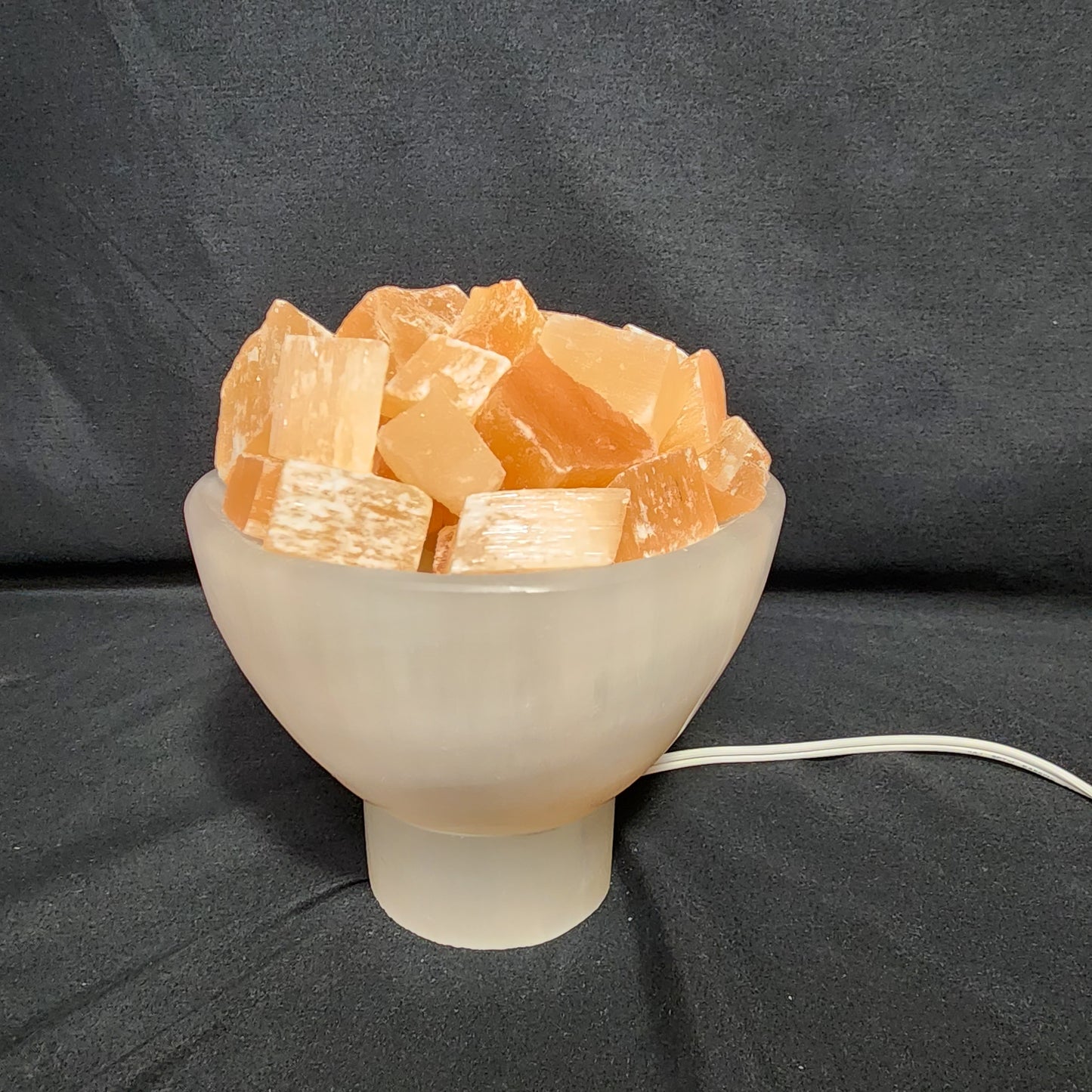 Stunning Selenite Lamp with Orange Calcite