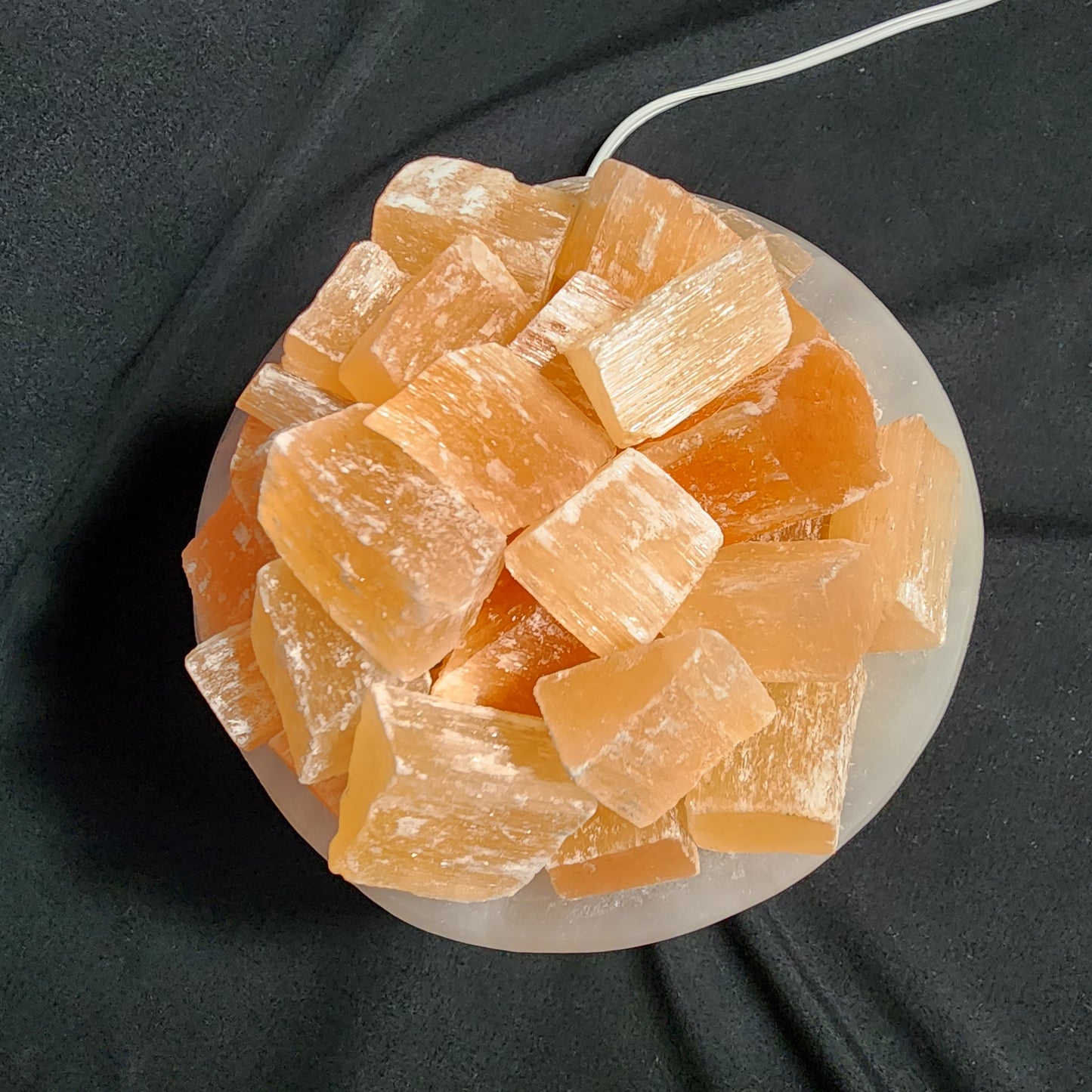 Stunning Selenite Lamp with Orange Calcite