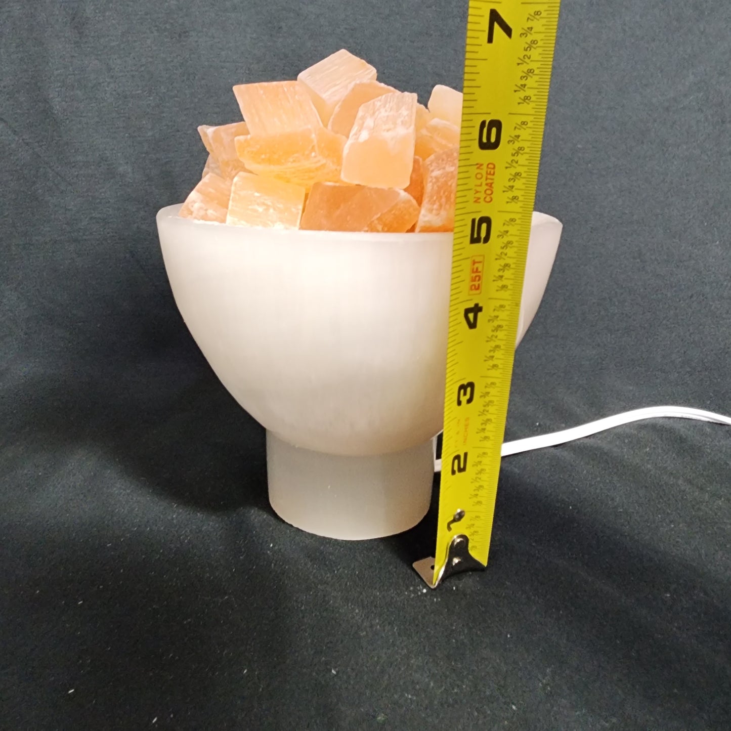 Stunning Selenite Lamp with Orange Calcite