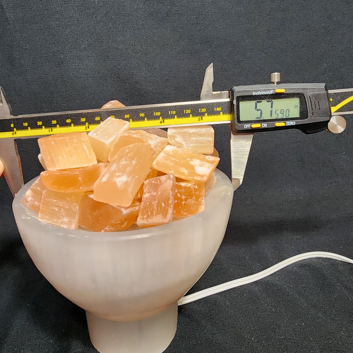 Stunning Selenite Lamp with Orange Calcite