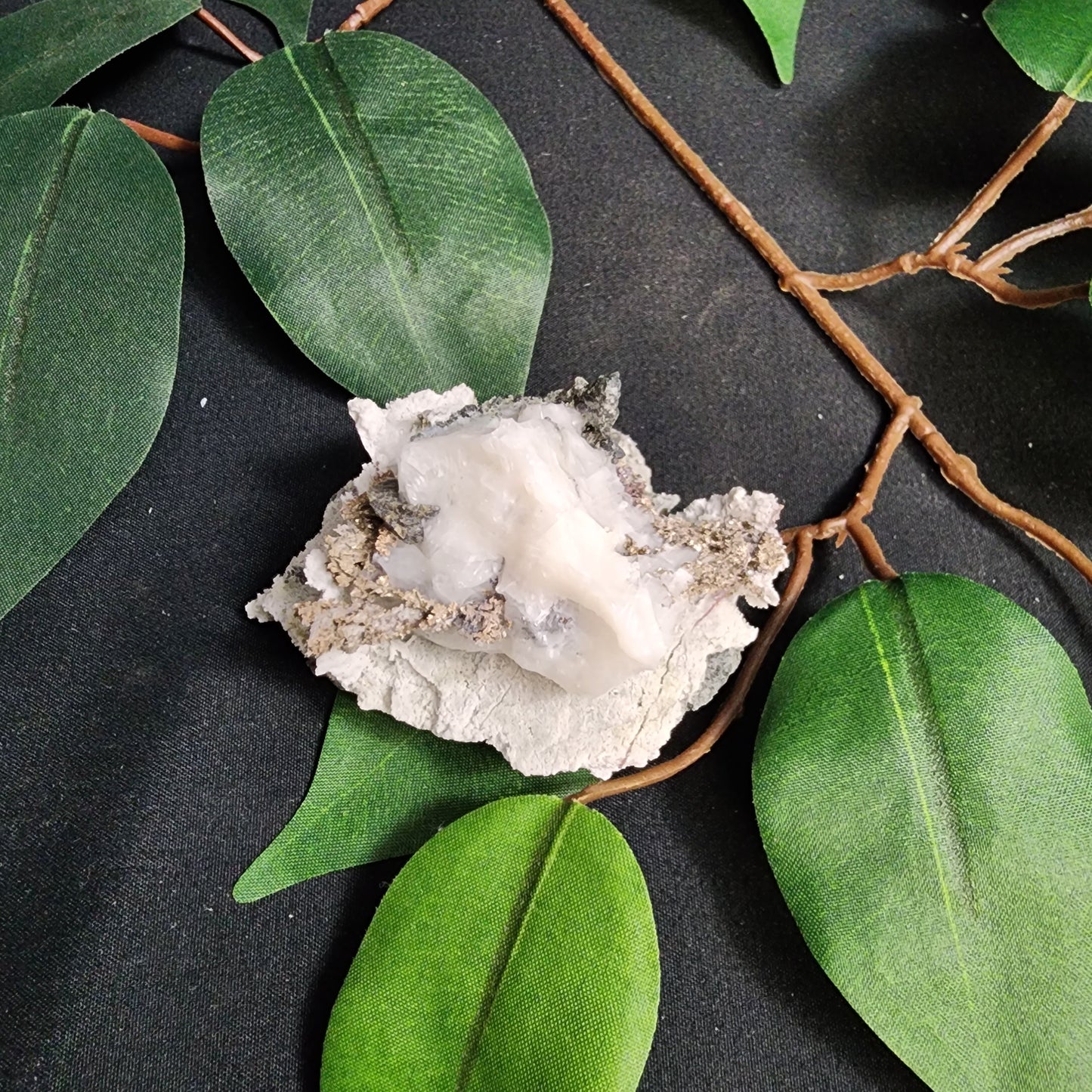 Silver Crystals in Calcite Matrix