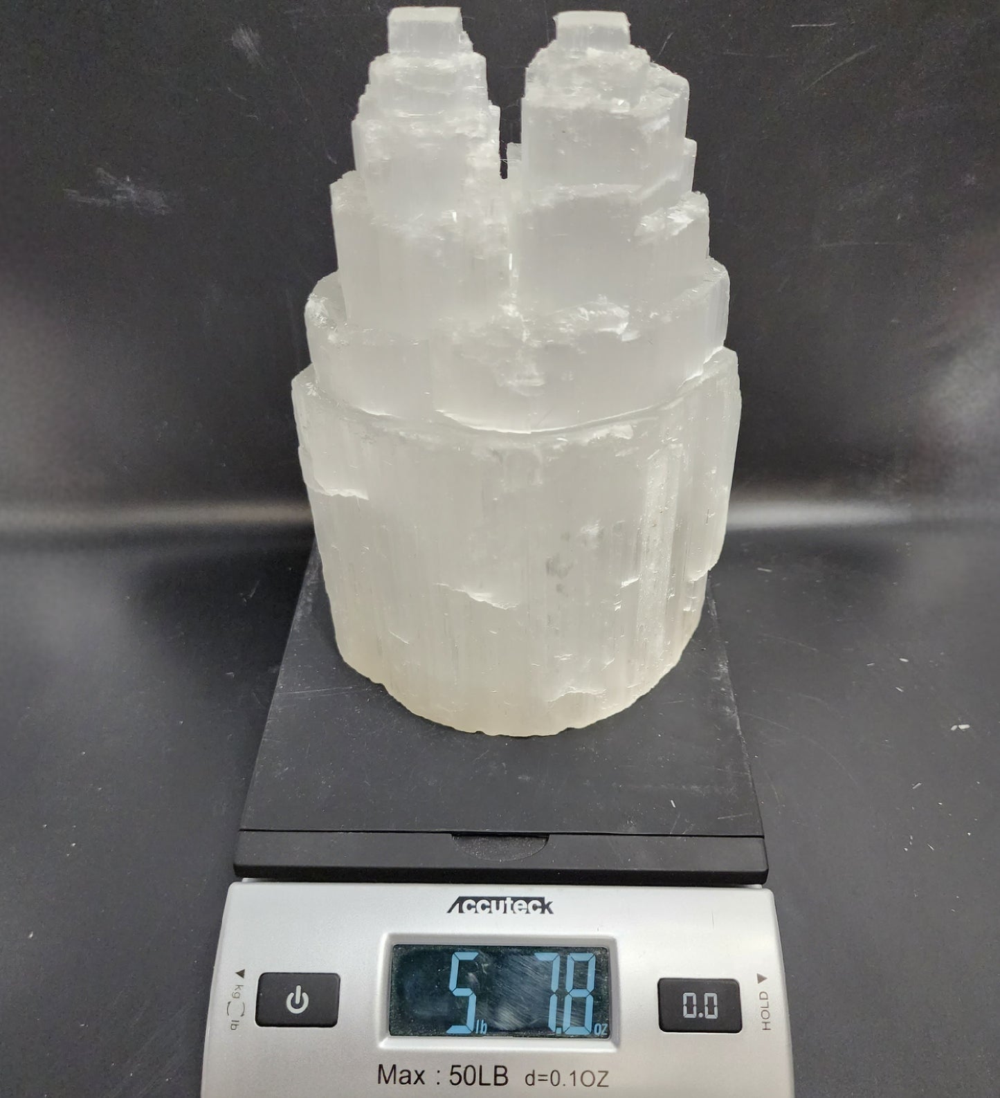 Stunning 8" Selenite Double Lamp Tower