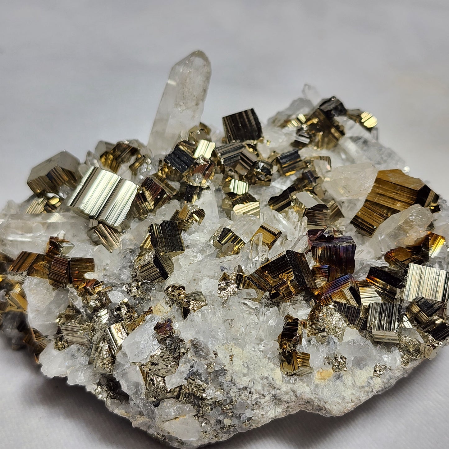 Captivating Cubed Pyrite on Quartz