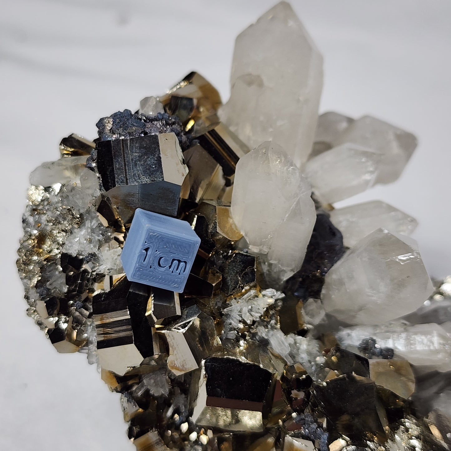 Gorgeous Rainbow Pyrite on Quartz