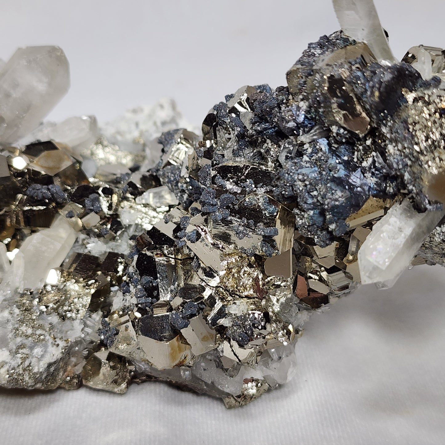 Gorgeous Rainbow Pyrite on Quartz