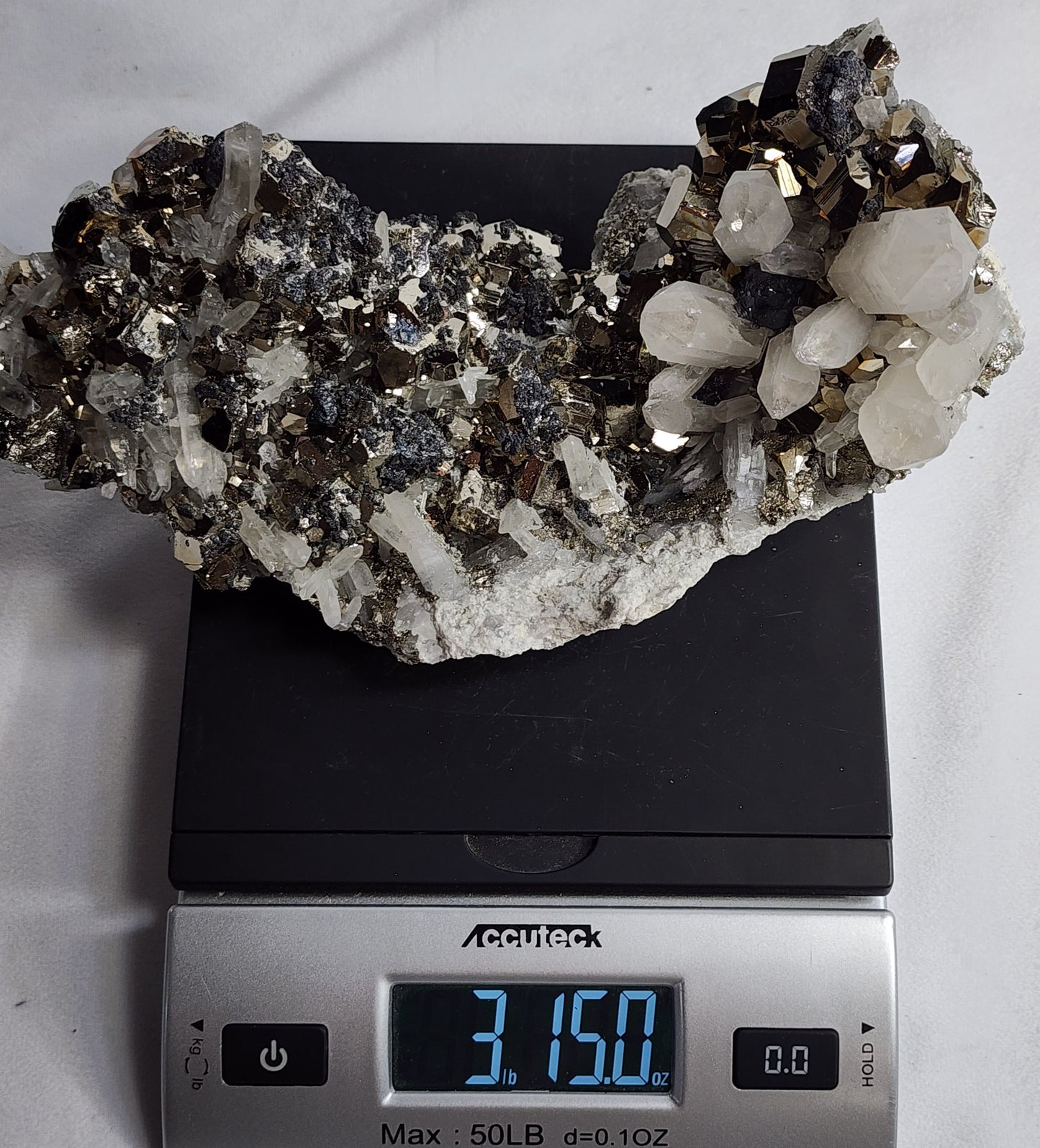 Gorgeous Rainbow Pyrite on Quartz