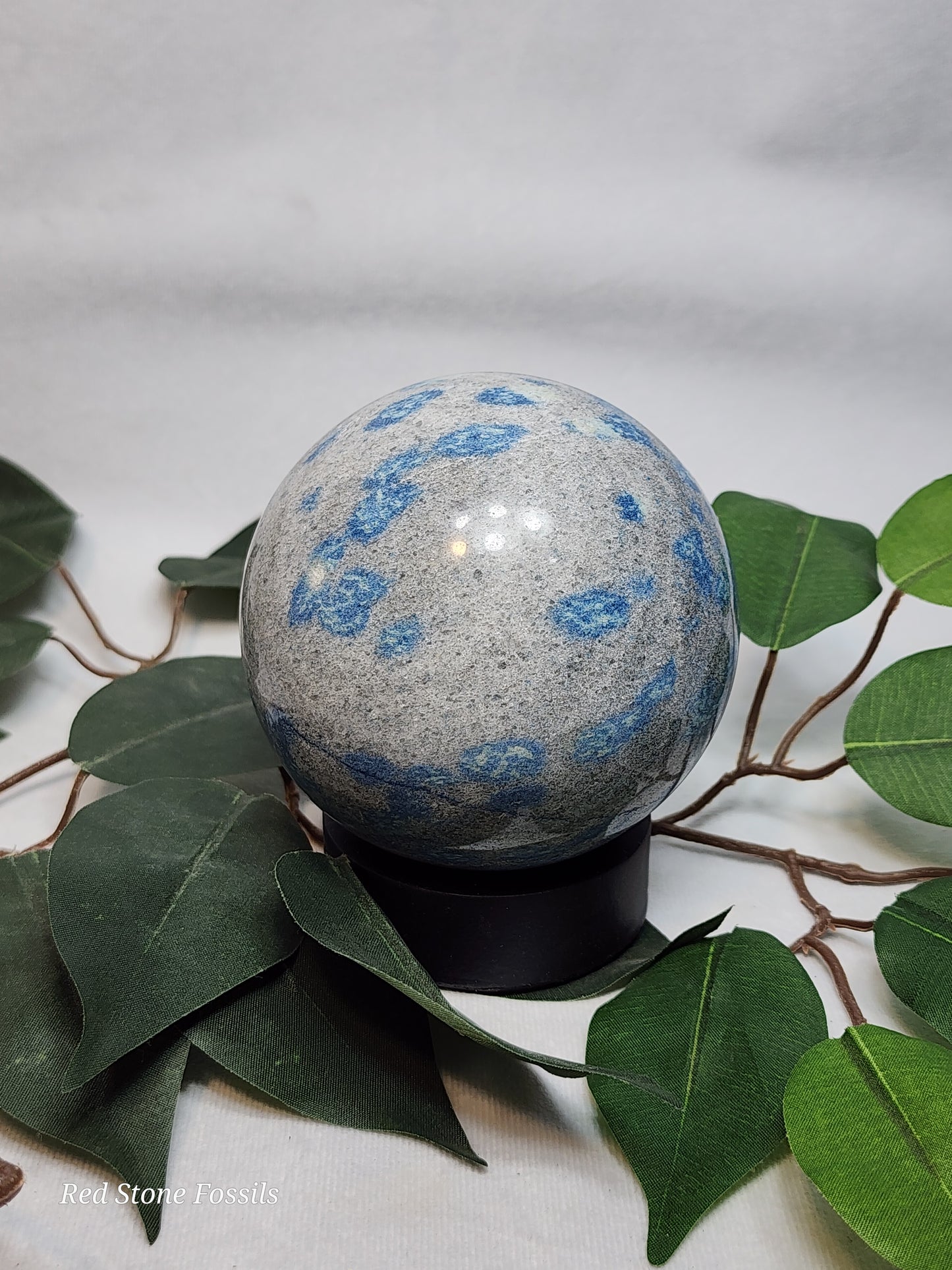 Captivating K2 Jasper (Raindrop Azurite) Sphere