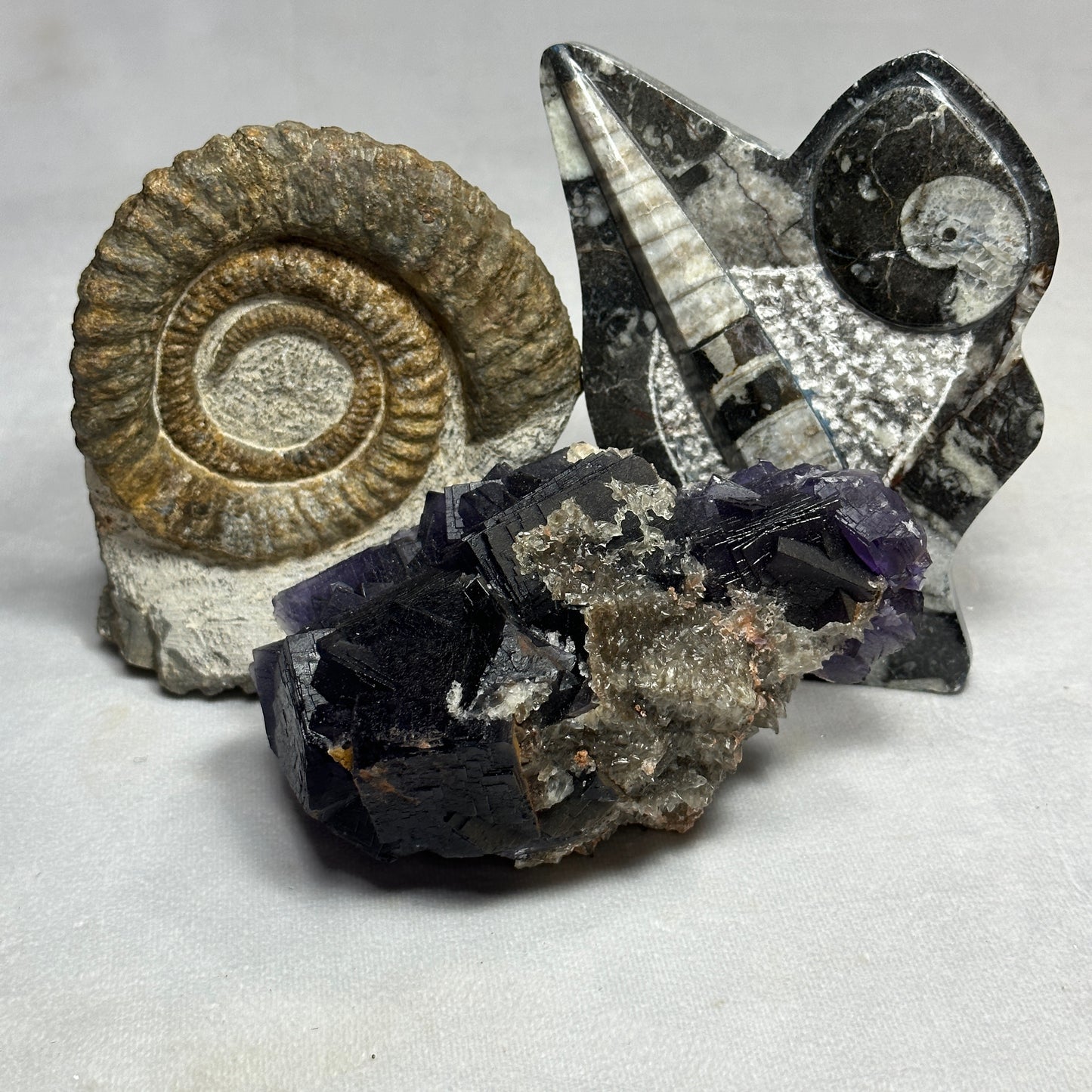 Fluorite and Dogtooth Calcite Cluster