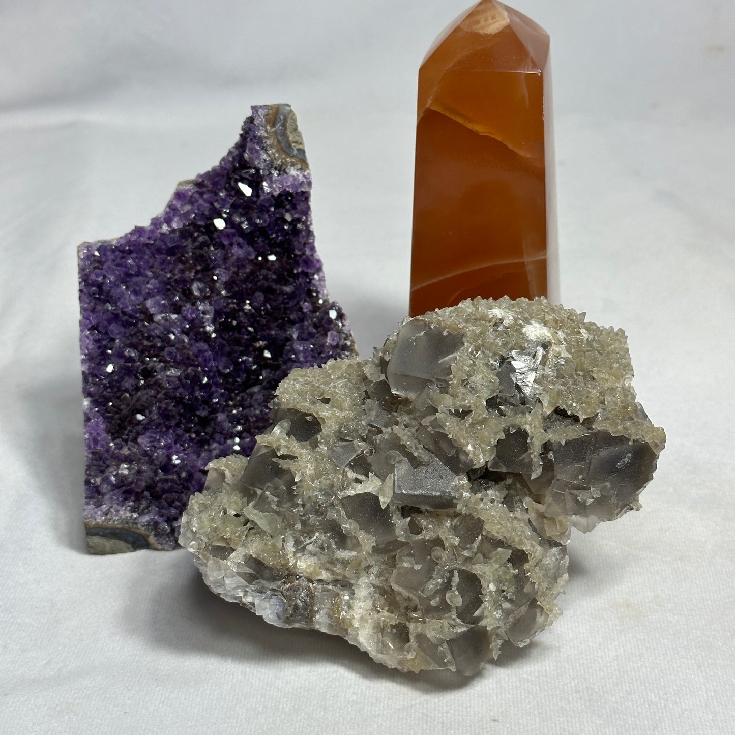 Amazing Fluorite and Dogtooth Calcite Cluster