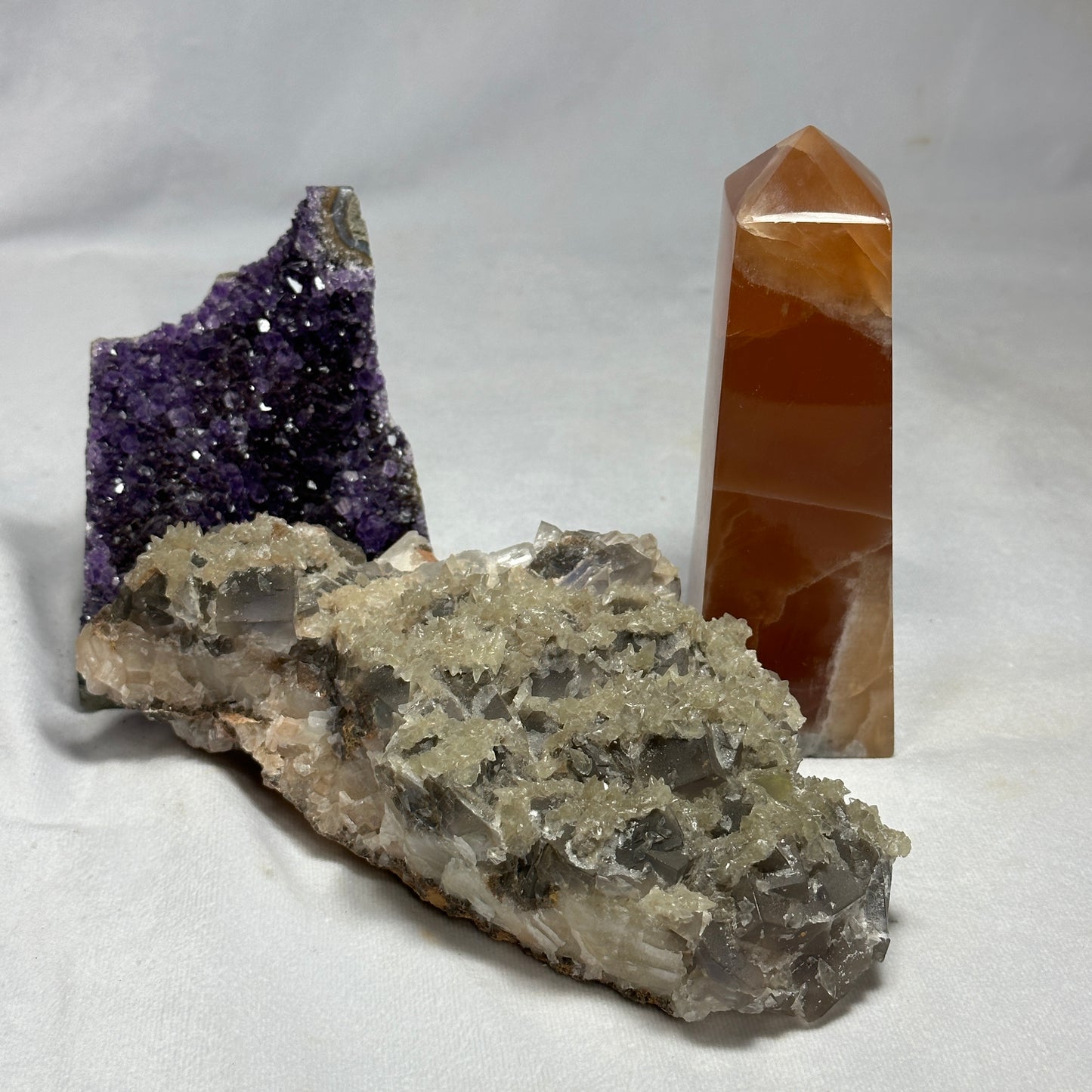 Remarkable Fluorite and Dogtooth Calcite Specimen