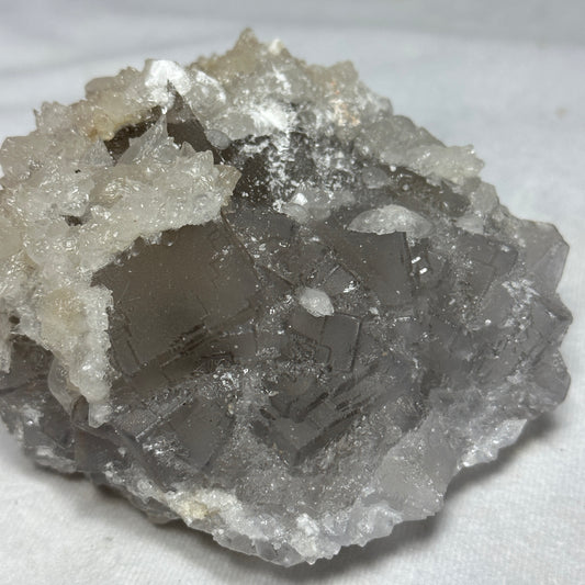 Fluorite and White Dogtooth Calcite