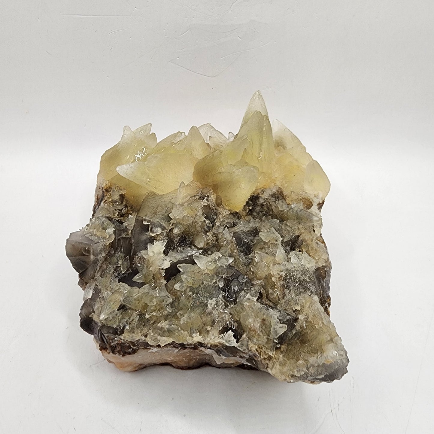 4" Fluorite with Dogtooth Calcite