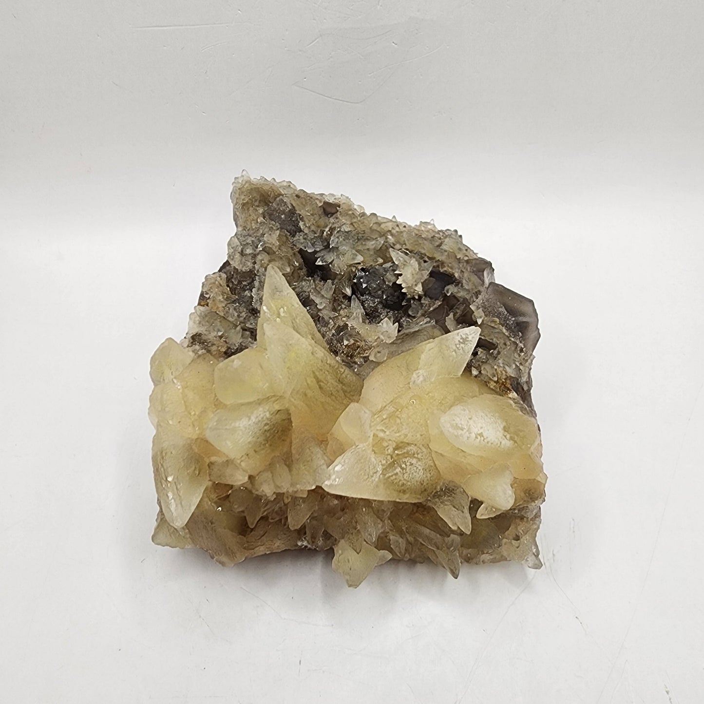 4" Fluorite with Dogtooth Calcite