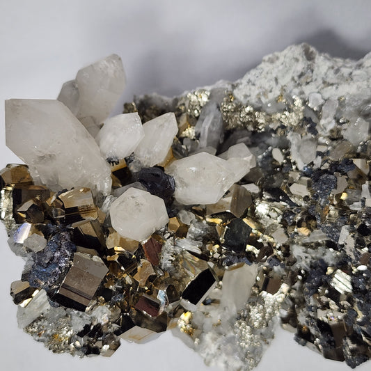 Gorgeous Rainbow Pyrite on Quartz