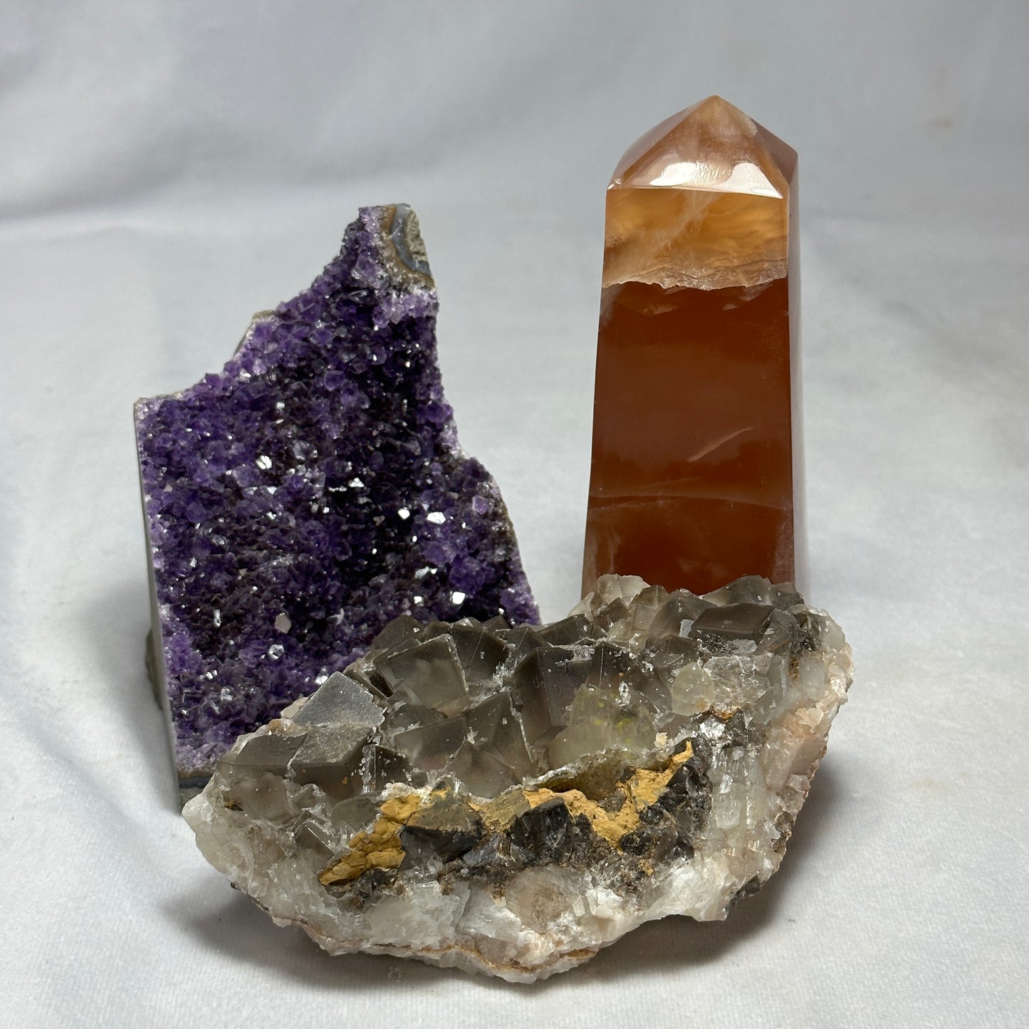 Excellent Dogtooth Calcite and Fluorite Cluster