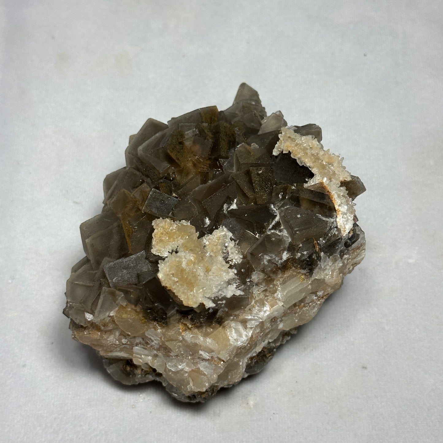 Lovely Fluorite and Dogtooth Calcite Cluster