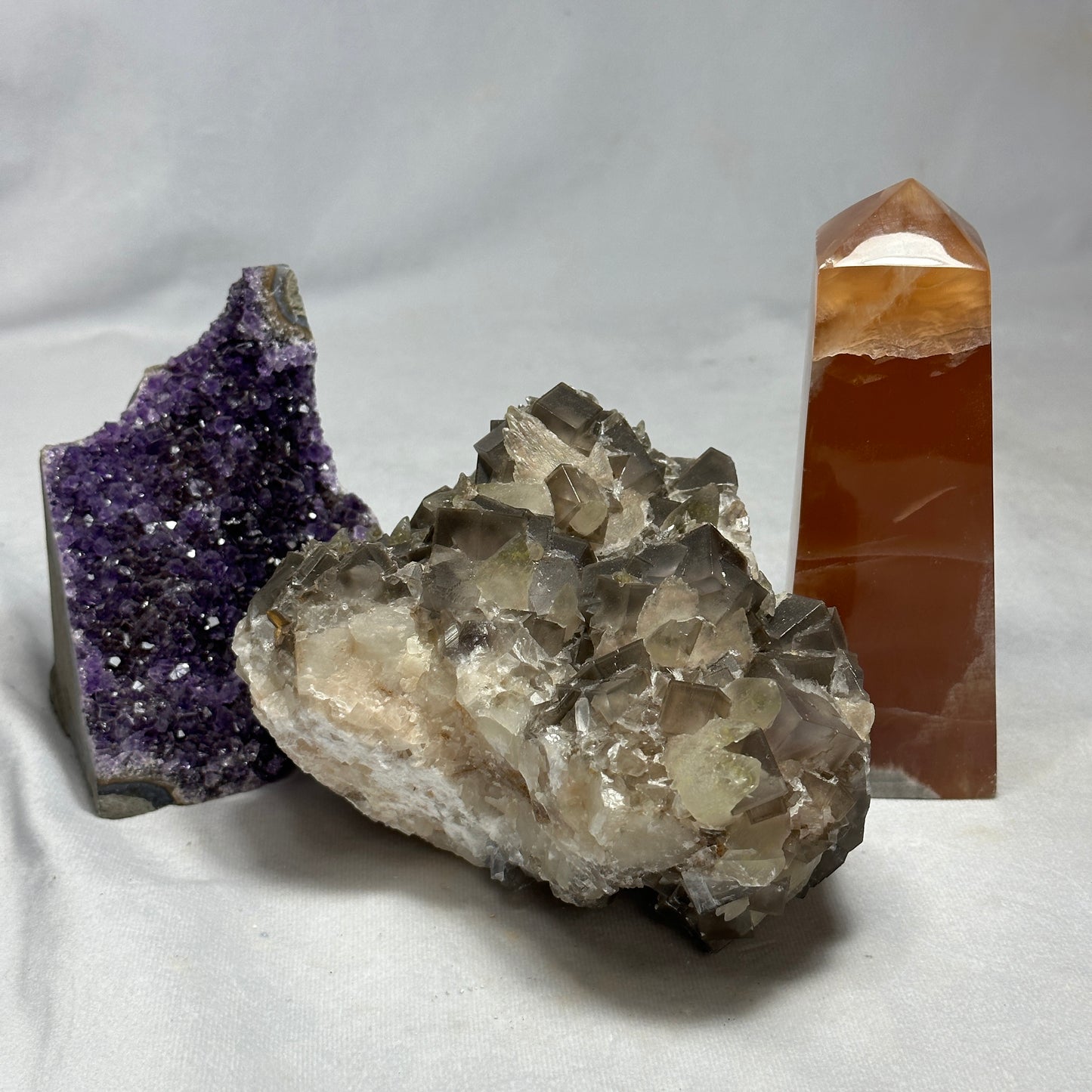 Large Dogtooth Calcite and Fluorite Cluster