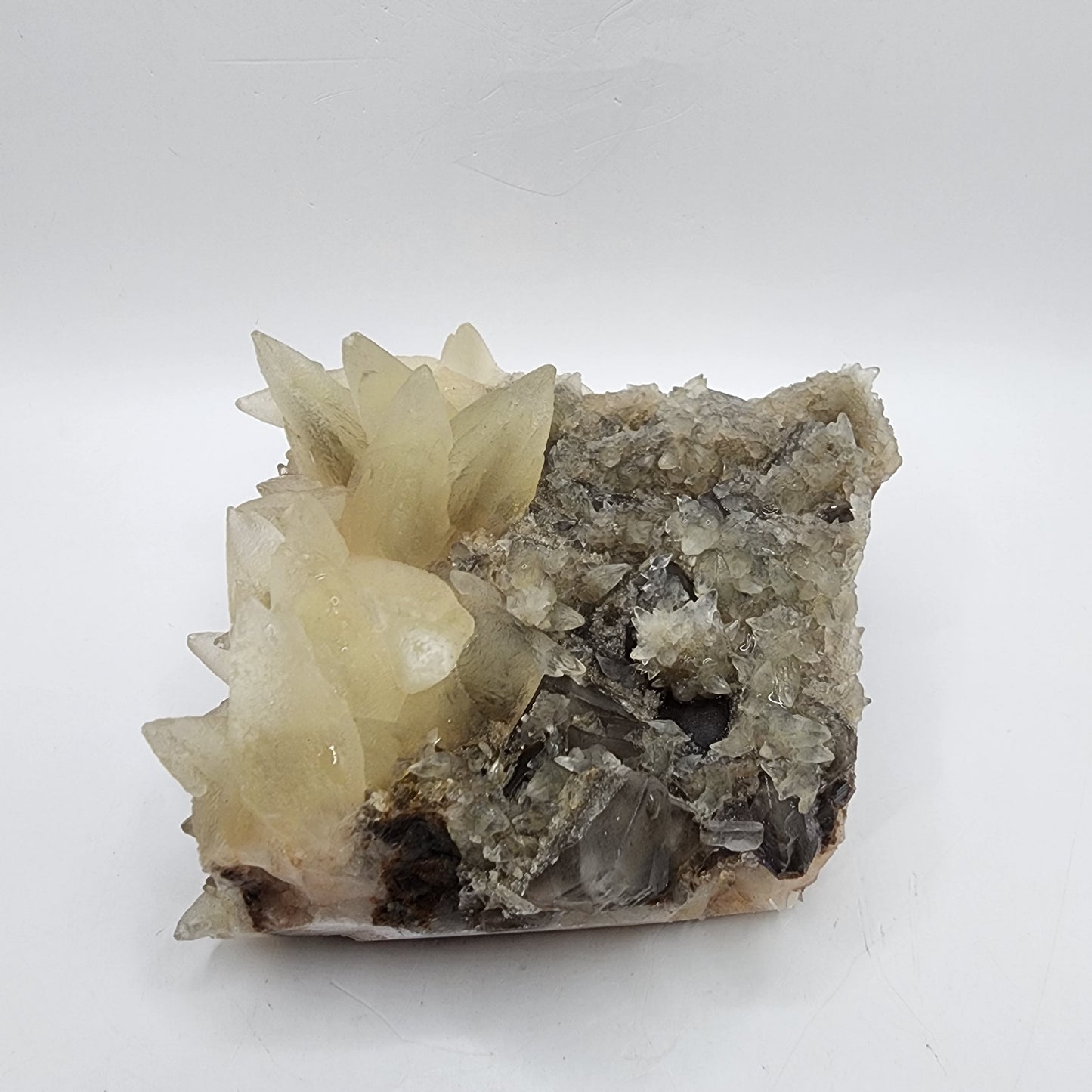 4" Fluorite with Dogtooth Calcite